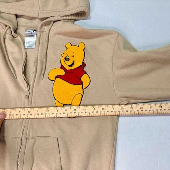 Disney Winnie the Pooh‎ Hoodie Sand Color Embroidered Patches Size S - Picture 6 of 7